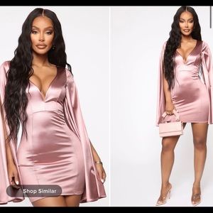 Pink flared arm fashion nova dress